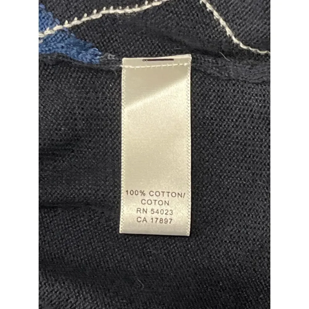 Banana Republic Argyle Sweater Mens Medium Blue Cotton Crew Neck NWT